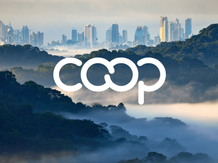 Coop marque across city skyline